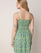 defox Rochie Verde deschis din bumbac cu bretele cu elastic în talie Tessaray