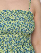 defox Rochie Verde deschis din bumbac cu bretele cu elastic în talie Tessaray