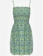 defox Rochie Verde deschis din bumbac cu bretele cu elastic în talie Tessaray