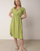defox Rochie verde deschis din bumbac cu elastic în talie și volan Romilla