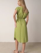defox Rochie verde deschis din bumbac cu elastic în talie și volan Romilla