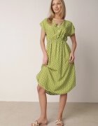 defox Rochie verde deschis din bumbac cu elastic în talie și volan Romilla