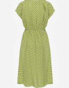 defox Rochie verde deschis din bumbac cu elastic în talie și volan Romilla