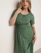 defox Rochie Verde din Bumbac Cloș cu buline Toliennea