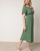 defox Rochie Verde din Bumbac Cloș cu buline Toliennea