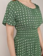 defox Rochie Verde din Bumbac Cloș cu buline Toliennea