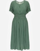 defox Rochie Verde din Bumbac Cloș cu buline Toliennea