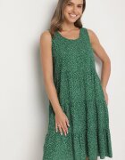 defox Rochie Verde Din Bumbac Cu Buline Cu Volane Zerolia