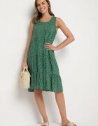 defox Rochie Verde Din Bumbac Cu Buline Cu Volane Zerolia