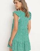 defox Rochie Verde Din Bumbac cu croi evazat cu volan Anettes