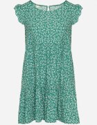 defox Rochie Verde Din Bumbac cu croi evazat cu volan Anettes