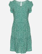 defox Rochie Verde Din Bumbac cu croi evazat cu volan Anettes