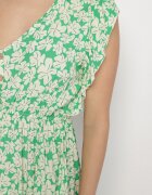 defox Rochie Verde din bumbac cu flori cu croi evazat cu elastic Alanilia