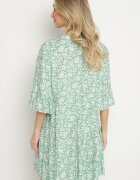 defox Rochie Verde Din bumbac Cu flori Evazată Jenaleira