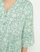 defox Rochie Verde Din bumbac Cu flori Evazată Jenaleira