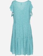 defox Rochie Verde din Bumbac Evazată cu Buline Giavina