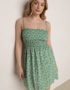 defox Rochie Verde din Bumbac pe bretele reglabile cu decolteu elastic Risetta