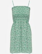 defox Rochie Verde din Bumbac pe bretele reglabile cu decolteu elastic Risetta