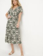 defox Rochie Verde închis de bumbac cu croi evazat cu elastic în talie Desilona