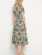 defox Rochie Verde închis de bumbac cu croi evazat cu elastic în talie Desilona