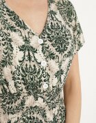 defox Rochie Verde închis de bumbac cu croi evazat cu elastic în talie Desilona