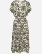 defox Rochie Verde închis de bumbac cu croi evazat cu elastic în talie Desilona