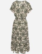 defox Rochie Verde închis de bumbac cu croi evazat cu elastic în talie Desilona
