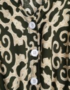defox Rochie Verde închis din bumbac cu decolteu în V cu nasturi cu elastic în talie Kelea