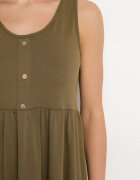 defox Rochie Verde închisă cu croială evazată cu bretele late și cu nasturi Jenovira