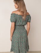 defox Rochie Verde Spaniolă din Bumbac cu Elastic în Talie Viliana