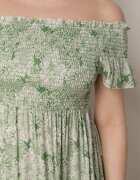 defox Rochie Verde spaniolă din Bumbac Decorată cu Volan Risalens