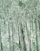 defox Rochie Verde spaniolă din Bumbac Decorată cu Volan Risalens