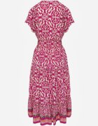 defox Rochie violet din bumbac cu decolteu în V închisă cu nasturi cu elastic în talie Kelea