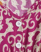 defox Rochie violet din bumbac cu decolteu în V închisă cu nasturi cu elastic în talie Kelea