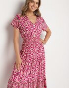 defox Rochie Violetă din Bumbac cu nasturi și cu model ornamental Zisselle