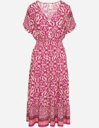 defox Rochie Violetă din Bumbac cu nasturi și cu model ornamental Zisselle