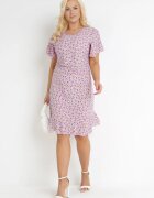 defox Rochie violetă dreaptă cu flori cu volan Temrance