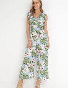 defox Salopetă Albastru deschis Din bumbac cu pantaloni lungi cu model floral Daina