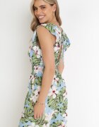 defox Salopetă Albastru deschis Din bumbac cu pantaloni lungi cu model floral Daina