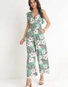 defox Salopetă Mentă din Bumbac cu Pantaloni Lungi cu Imprimeu Floral Daina