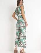defox Salopetă Mentă din Bumbac cu Pantaloni Lungi cu Imprimeu Floral Daina
