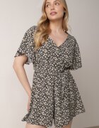 defox Salopetă Negru-Bej cu elastic în talie Închisă la ceafă cu nasture cu o curea suplimentară din material Odilla