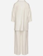 defox Set Alb din Viscoză Cămașă cu Mâneci cu Prindere și Pantaloni Largi Dormoi
