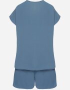 defox Set Albastru cu Vâscoză Bluză Decorată nasturi și Pantaloni scurți Nitamea