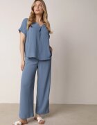 defox Set Albastru deschis din Viscoză Tricou cu mânecă scurtă și Pantaloni lejeri cu elastic cu buzunare Efraline