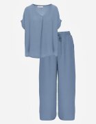 defox Set Albastru deschis din Viscoză Tricou cu mânecă scurtă și Pantaloni lejeri cu elastic cu buzunare Efraline