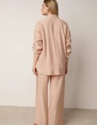 defox Set Bej din Vâscoză Cămașă și Pantaloni Sesanila