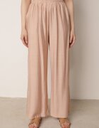defox Set Bej din Vâscoză Cămașă și Pantaloni Sesanila