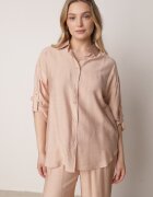 defox Set Bej din Vâscoză Cămașă și Pantaloni Sesanila