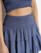 defox Set Bleumarin De Bumbac Top cu funde și Fustă cu volane Saralva